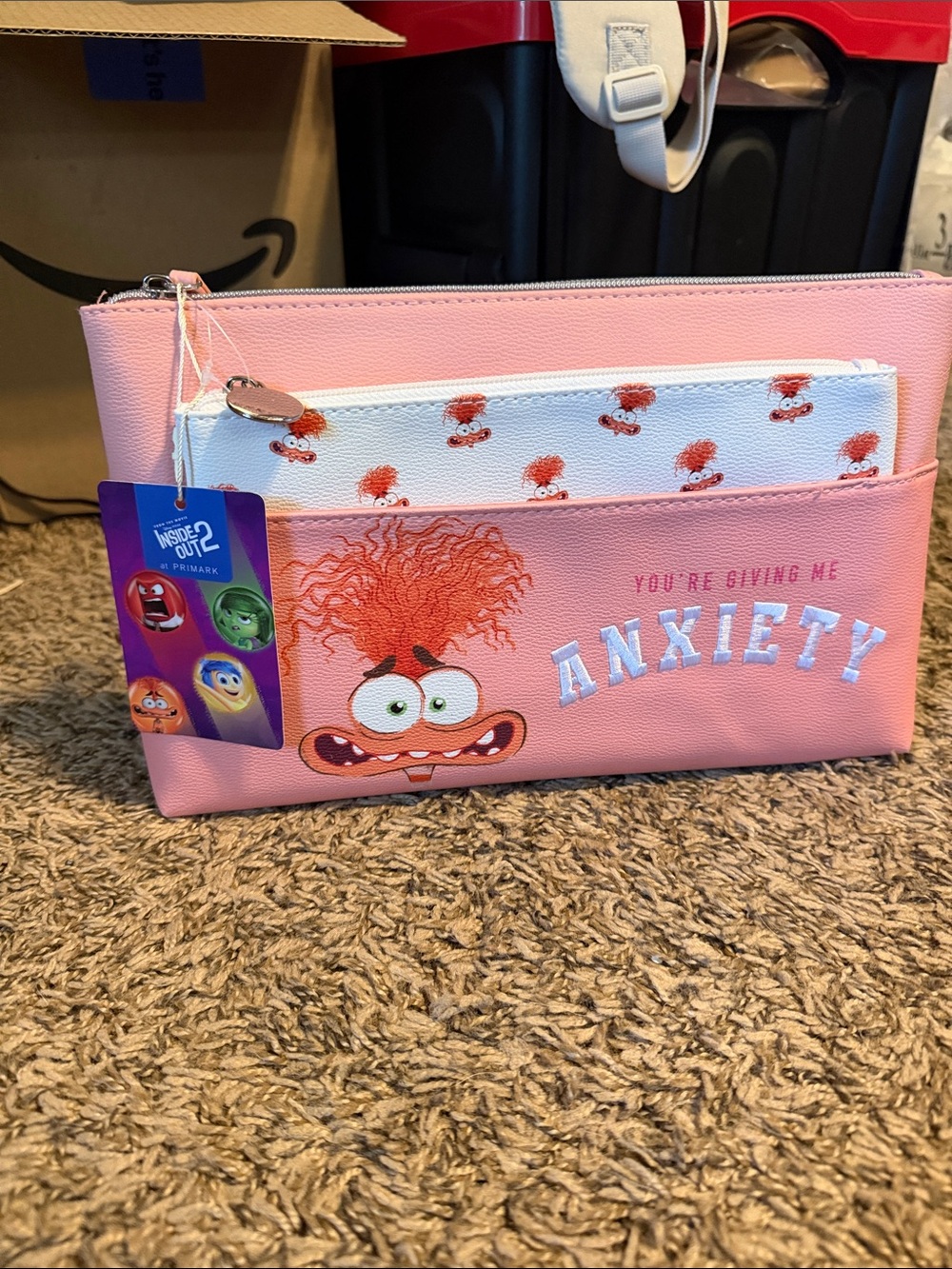 Primark Pink Inside Out 2 'Anxiety' Character Cosmetic Pouch